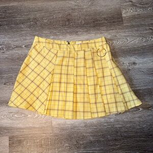 Yellow Plaid Pleated Mini Skirt Large Hot & Delicious NWT